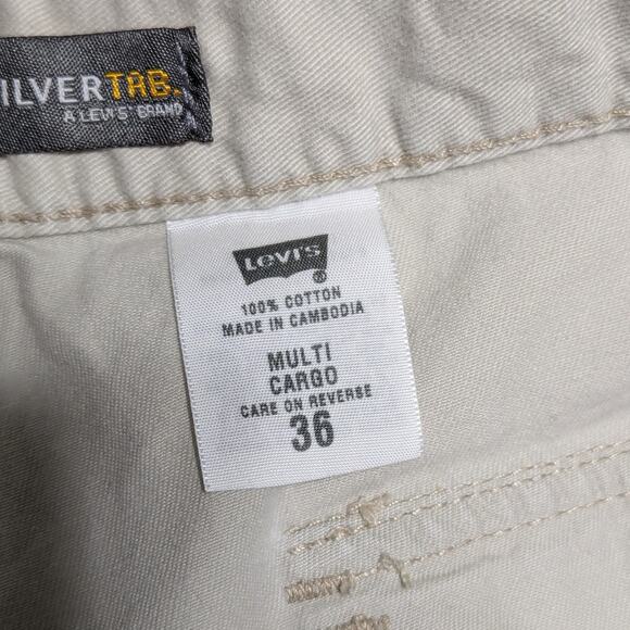 Vintage Levi's Silver Tab Cargo Shorts Khaki Beige Mens 36 Y2K Silvertab Retro - Picture 5 of 6